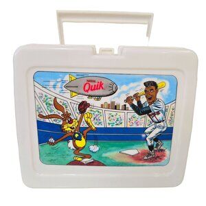 NESTLE QUIK Vintage White ATLANTA BRAVES & Quick Bunny PLASTIC LUNCH BOX 80s 90s